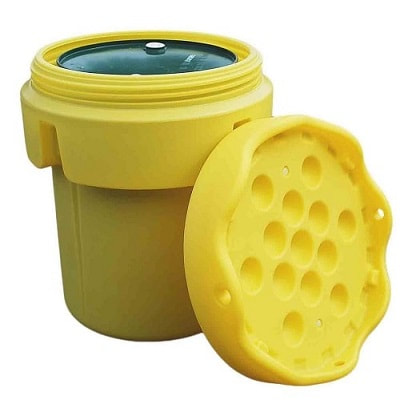 poly drum overpack with opened lid